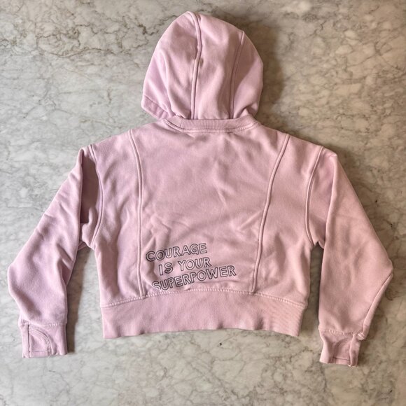 Athleta Girl X Simone Biles “Courage is Your Superpower” Pink Hoodie Size S / 7 - Picture 1 of 8